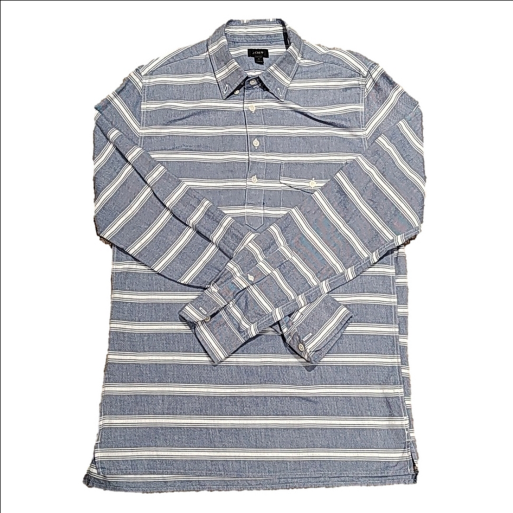 J. Crew Blue and White Striped Button-Down Shirt